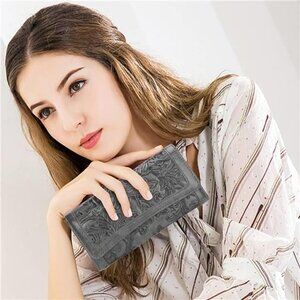 Women's Wallet Vegan Leather, Card Holder Grey